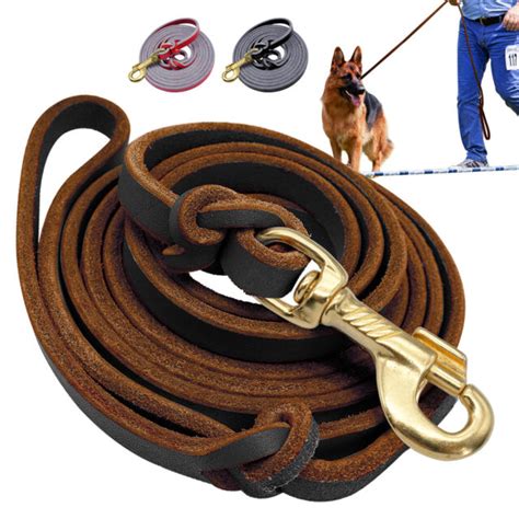 Genuine Leather Dog Leash 8 foot for Boxer Doberman Labrador Handcraft ...