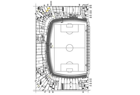 2d cad drawing of football stadium autocad software - Cadbull