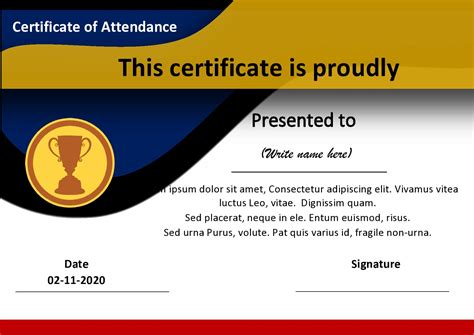 Certificate Of Attendance Template Microsoft Word - Free Word Template