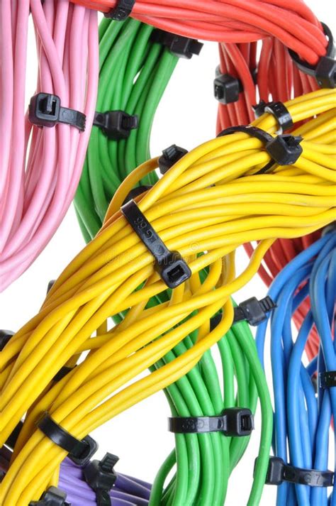 Electrical Colors Cables with Cable Ties Stock Image - Image of concept, cables: 46735365