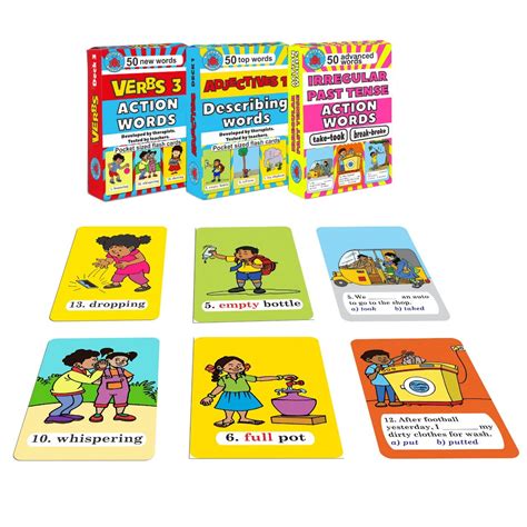 Buy Brainy Bug Resources 150 MINI Flashcards for Advanced Vocabulary | 50 Advanced Action Words ...