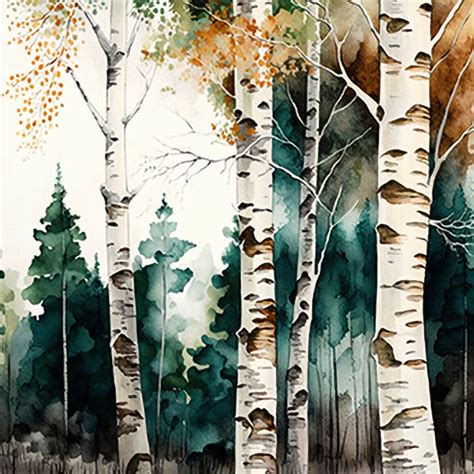 Digital Watercolor Birch Tree Paintings Digital Print, Instant Download ...