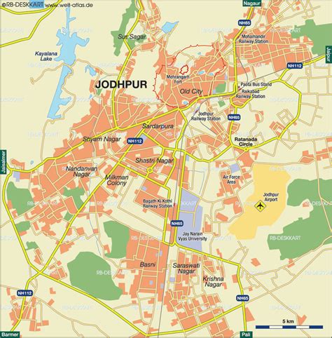 Map of Jodhpur (City in India) | Welt-Atlas.de