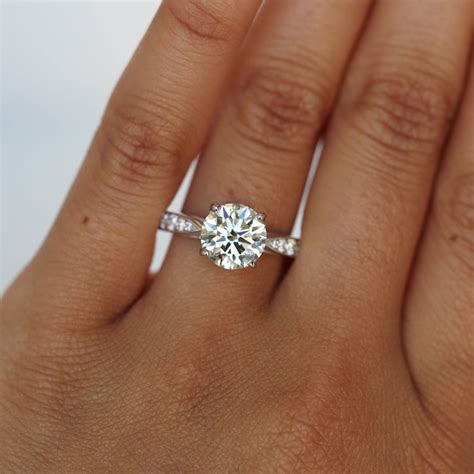 Round Brilliant Cut Solitaire Engagement Ring With Channel Set - Etsy