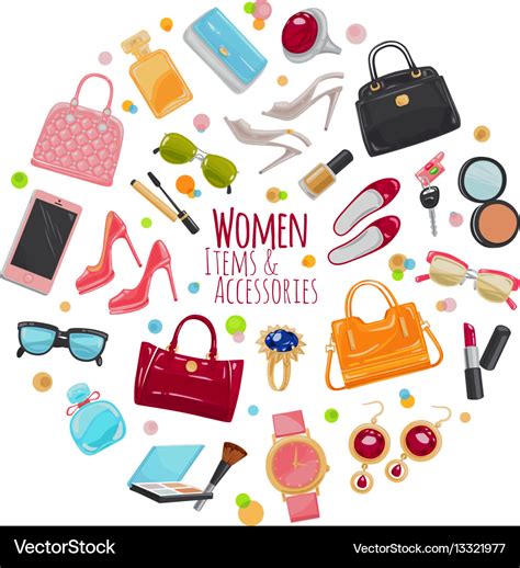 Collection of fashion accessories women things Vector Image