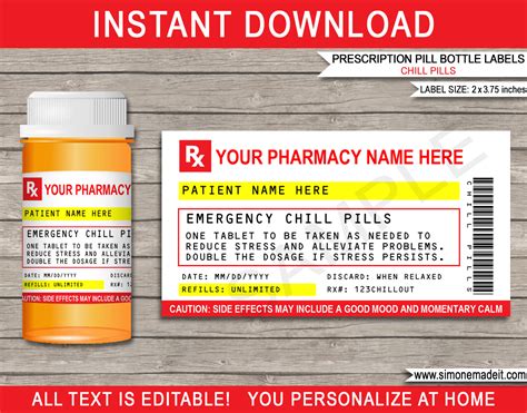 The Best Chill Pill Printable Labels | Tristan Website