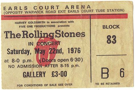 The #Rolling #Stones, 1976 #Concert #Ticket | Rolling stones, Rolling ...