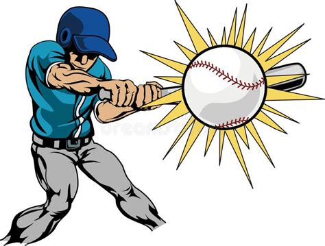 Illustration Of Baseball Player Hitting Baseball Stock Vector - Image ...