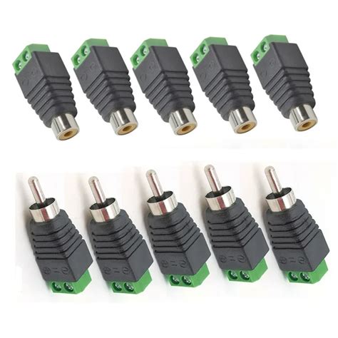 Mayitr 10Pcs Speaker Wire Cable to Male + Female RCA Connector Adapter Plug Jack Connectors For ...