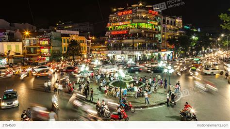 1080 - HANOI, VIETNAM - NIGHT TRAFFIC TIME LAPSE Stock video footage | 2154530