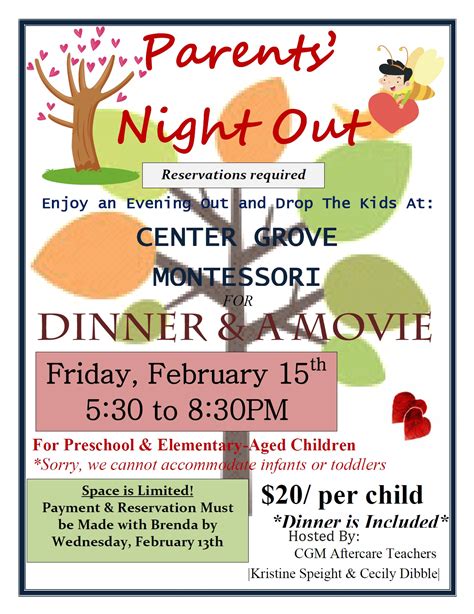 Parent’s Night Out February @ Center Grove Montessori