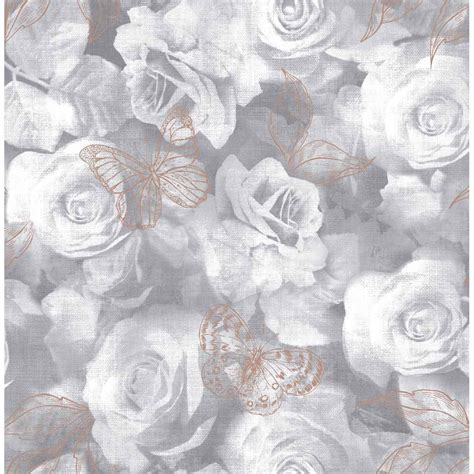 Sublime Everleigth Floral Grey and White Wallpaper | Wilko