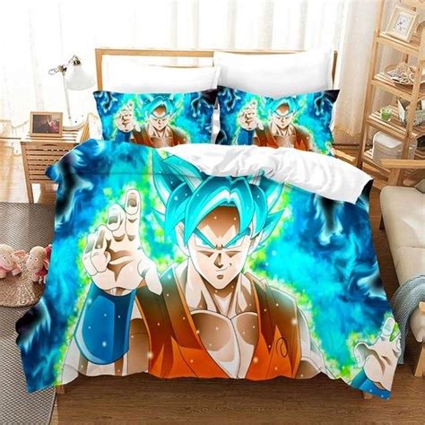 Dbz Son Goku Super Saiyan Blue Green Aura Bedding Set MTE. NOTE: This is a 01 pcs duvet cover ...