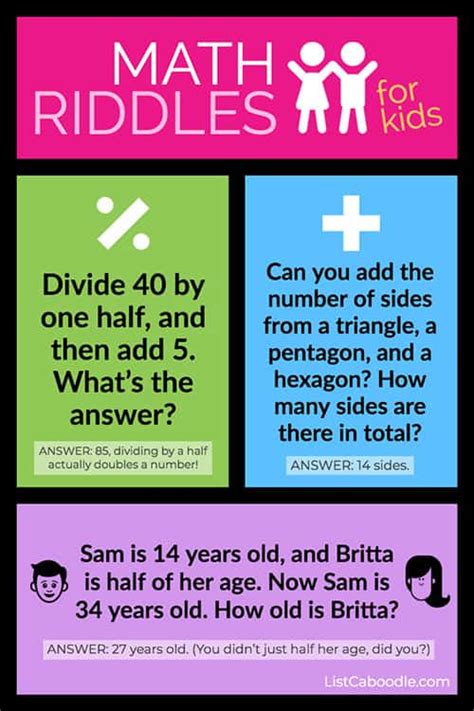 30 Math Riddles For Kids (With Answers Of Course) | ListCaboodle