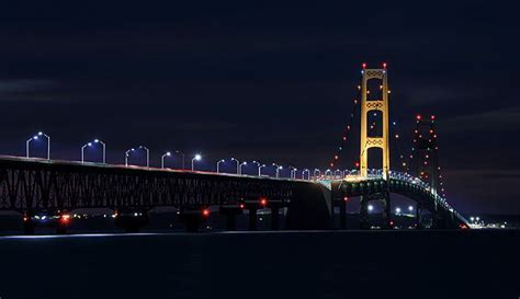 Mackinac Bridge At Night by Dan Sproul