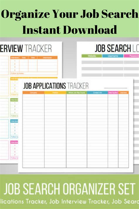 Job Search Organizer Set - job search tracker, interview tracker ...