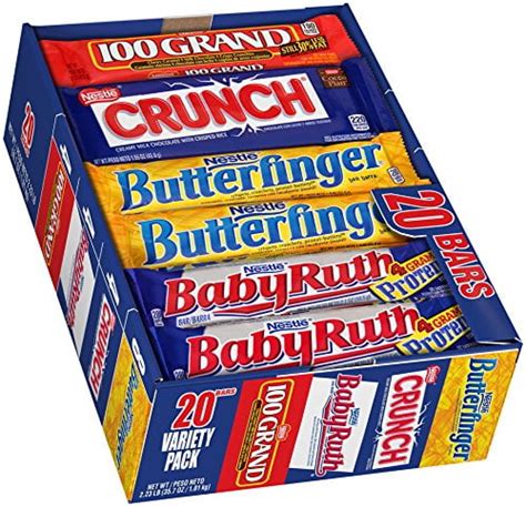 Assorted Chocolate Candy Bars with Butterfinger, Crunch, Baby Ruth and 100 GRAND, 20 Chocolate ...