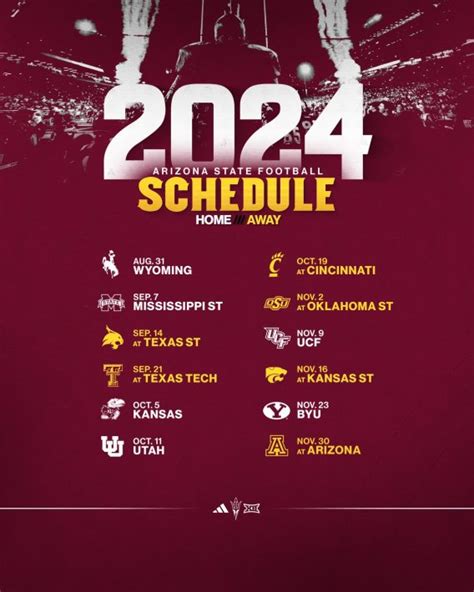 Sun Devil Football's 2024 schedule in the Big 12 | The ASU Family Hub