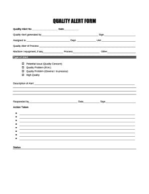 Quality Alert Template - Fill Online, Printable, Fillable, Blank ...