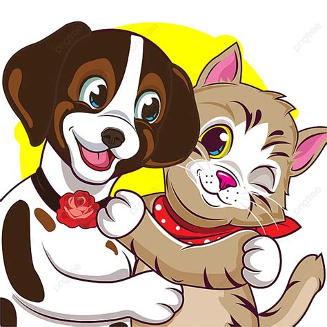 Cute Cat Dog Vector Art PNG, Cute Cartoon Dogs And Cute Cats, Animal, Web, Icon PNG Image For ...