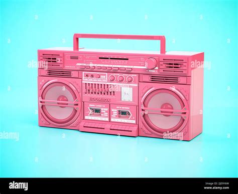 Pink retro boombox ghetto blaster , radio and audio tape recorder on ...