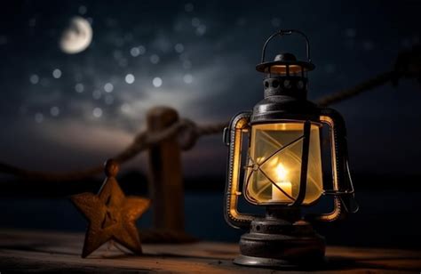 Premium AI Image | A lantern with the moon in the background