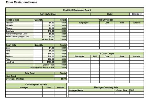 Restaurant Food Inventory Excel Template