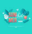 Watercolor summer sale banner of tropical Vector Image