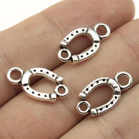 WYSIWYG 20pcs 18x10mm Lucky Horseshoe Charm Horse Shoe Charms Connector Horseshoe Connector ...