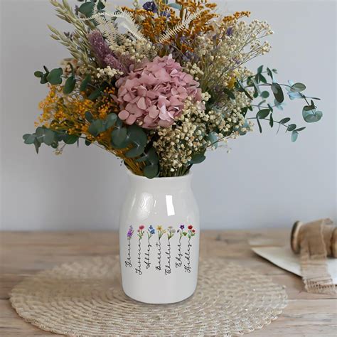 Personalized Family Birth Month Flowers, Grandma's Garden Flower Vase, Mom's Garden Gift Flower ...