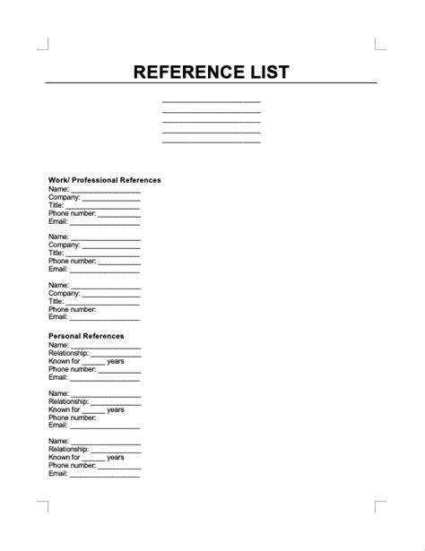 Free Reference List Template | Downloadable PDF & Word