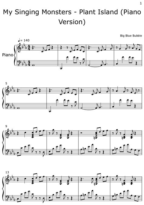 My Singing Monsters - Plant Island (Piano Version) - Sheet music for Piano