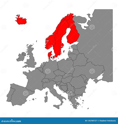 Northern Europe Countries Map - Region of the European Continent Stock ...