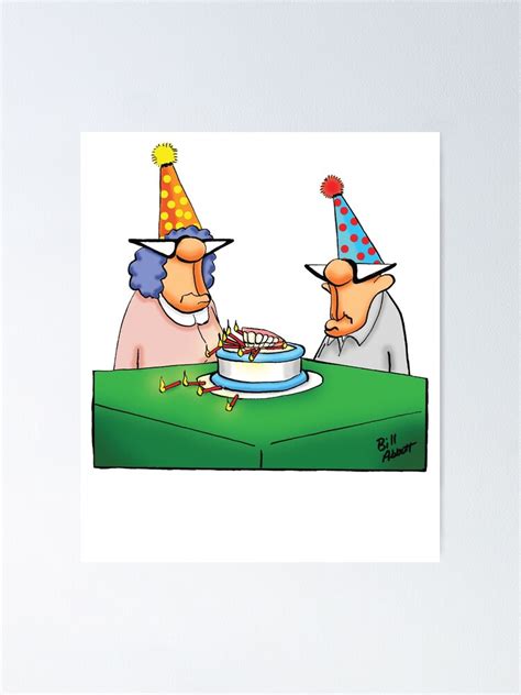 "Funny Birthday Cake Dentures Cartoon Humor" Poster for Sale by ...