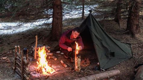 3 Days Solo Winter Survival Camp - Swedish Torch Lavvu Tent Steak ...