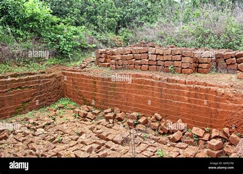 Quarry of laterite stone, a soft rock widely used as building material ...