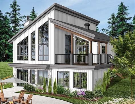 Plan 22522DR: Modern Vacation Home Plan for the Sloping Lot - 2085 Sq ...