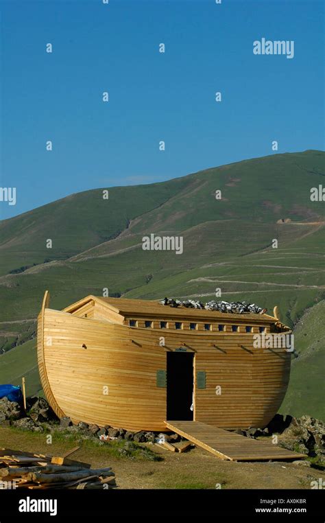 A replica of Noah's Ark built by Greenpeace on Mount Ararat, in Stock ...