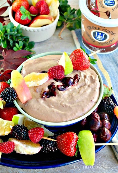 Chocolate Cherry Yogurt Dip with Fruit Kabobs | The Foodie Affair | Recipe | Fruit juice recipes ...