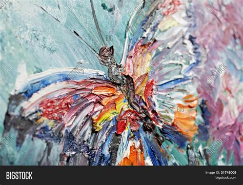 closeup fragment of oil painting butterfly image Stock Photo & Stock Images | Bigstock