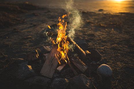 HD wallpaper: bonfire, sparks, travel, camping, burning, fire - natural phenomenon | Wallpaper Flare
