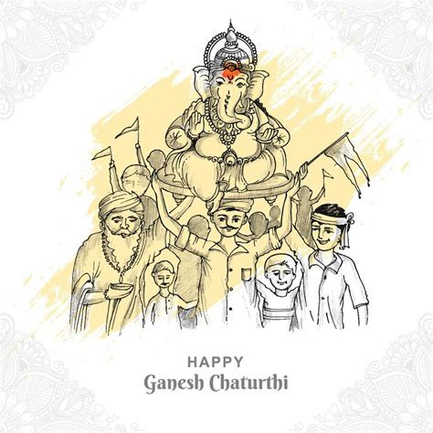 Hand draw sketch lord ganesh chaturthi beautiful holiday card background 10521877 Vector Art at ...