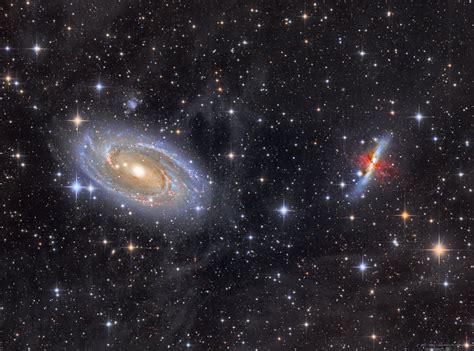 Bode's Galaxy and the Cigar Galaxy as seen through the Milky Way's IFN [2274x1688] [OC] : spaceporn