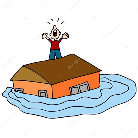 Flooded House ⬇ Vector Image by © cteconsulting | Vector Stock 5270356