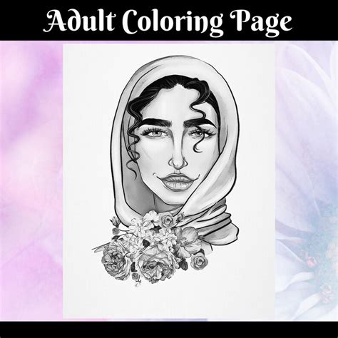 Adult Coloring Pages Printable, Coloring Pages Printable, Fashion Girl With Flowers Coloring ...