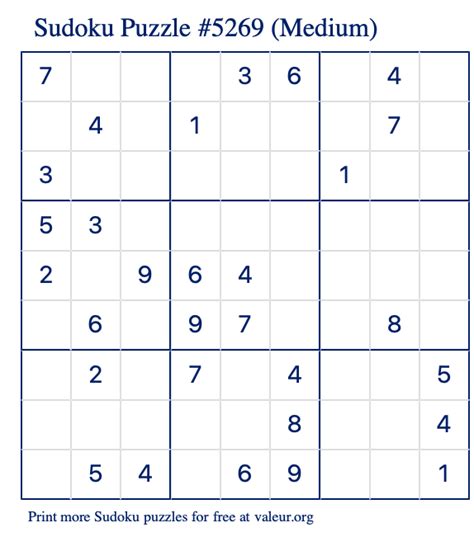 Free Printable Medium Sudoku with the Answer #5269