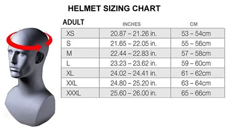 Helmet Size Chart Motorcycle