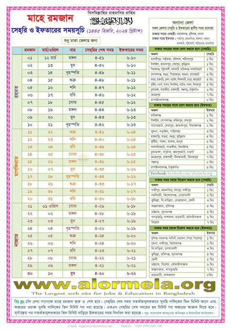 Ramadan Calendar 2023, Hijri 1444 - Alormela