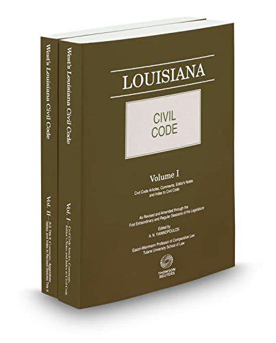 Louisiana Civil Code (2 Volume Set) - A. N. Yiannopoulos: 9780314257789 - AbeBooks