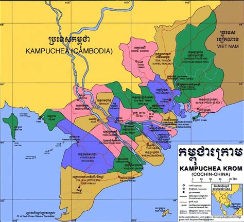 Kampuchea carte - carte du kampuchéa (Asie du Sud-est - Asie)